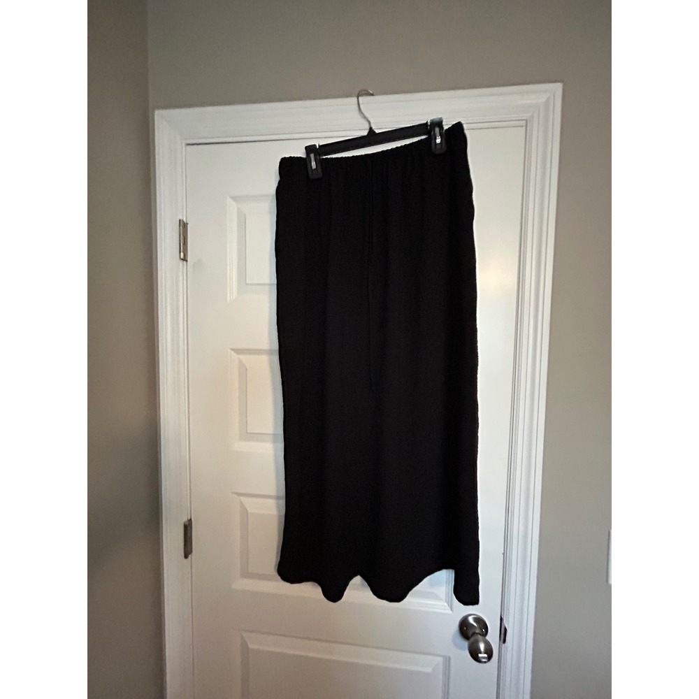 Way Where Are You Black Maxi Skirt XL Elastic Waist Drawstring Textured Pockets